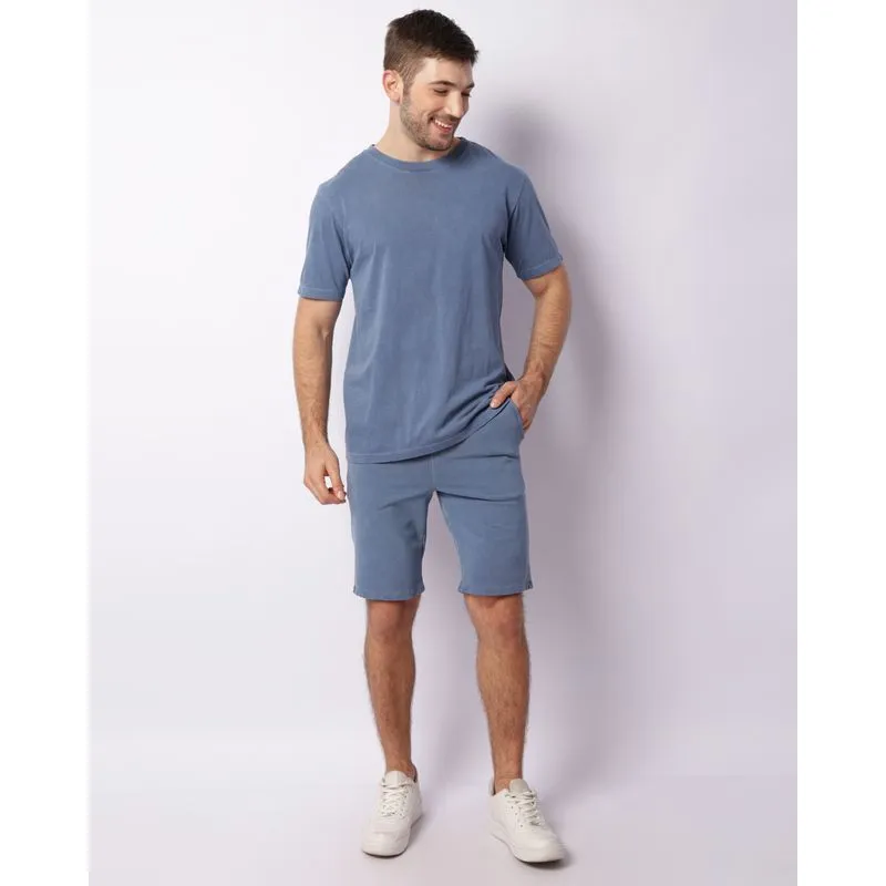 Bermuda Masculina Reta Com Cordão Estonada Azul P