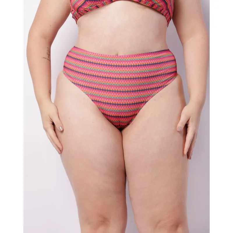 Calcinha Biquíni Plus Size Feminina Avulsa Estampada Rosa 50