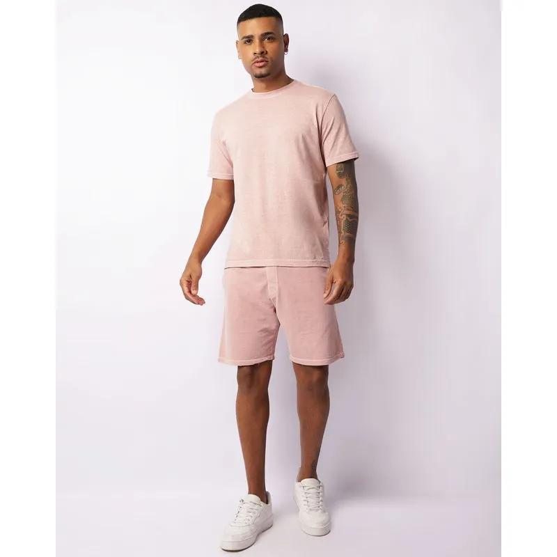 Bermuda Masculina Reta Moletinho Com Bolsos Rosa GG