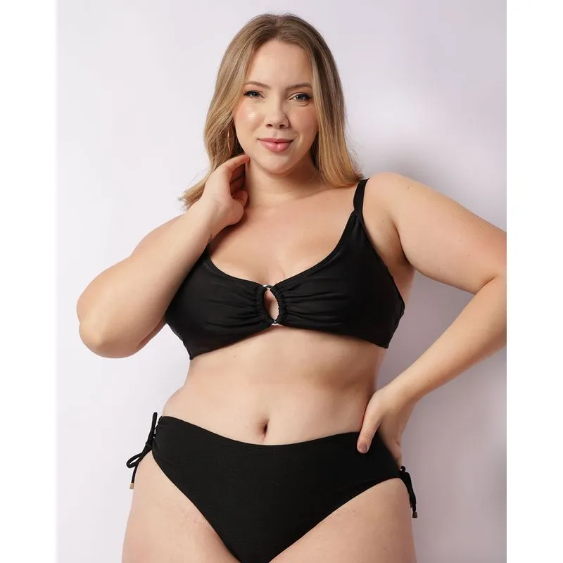 Top Biquíni Plus Size Feminino Com Ilhós Preto 48