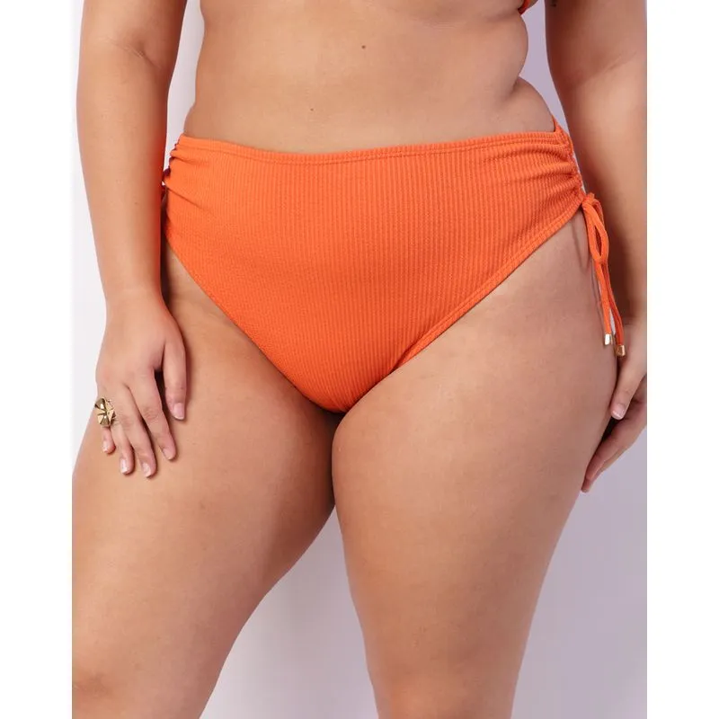 Calcinha Biquíni Plus Size Avulsa Texturizada Colisse Laranja 46