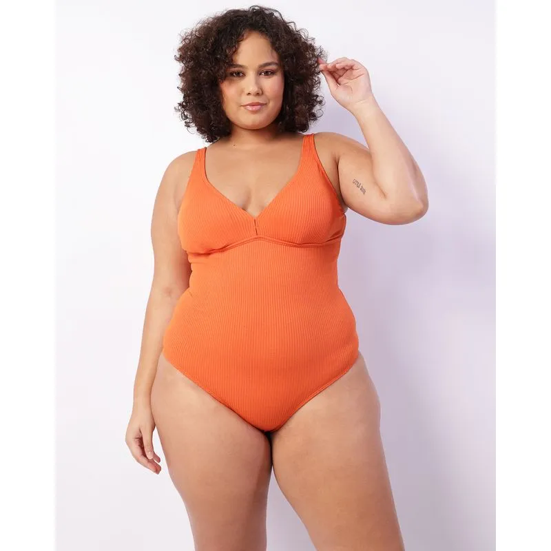 Maiô Plus Size Texturizado Bojo Removível Laranja 46