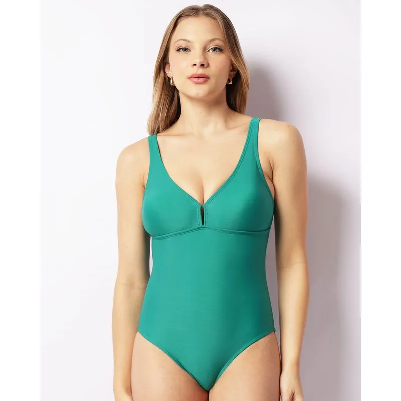 Maiô Feminino Recorte Vazado Estampado Bojo Removível Verde P