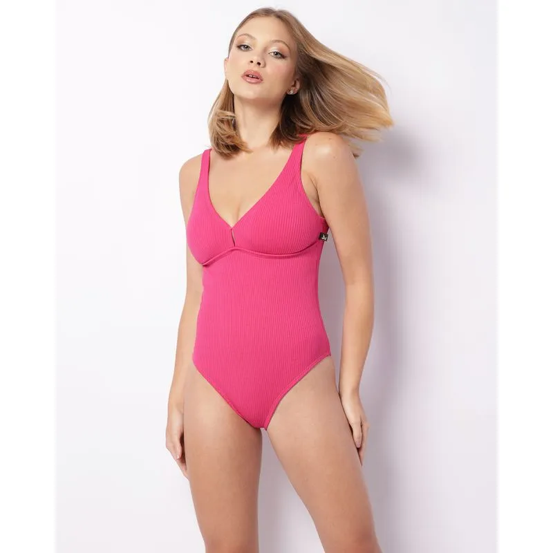 Maiô Feminino Recorte Busto Texturizado Rosa P