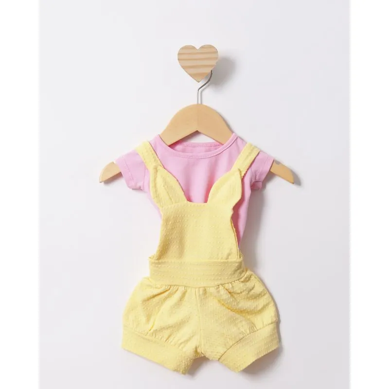 Conjunto Jardineira Curta Estampa Poá Amarelo M