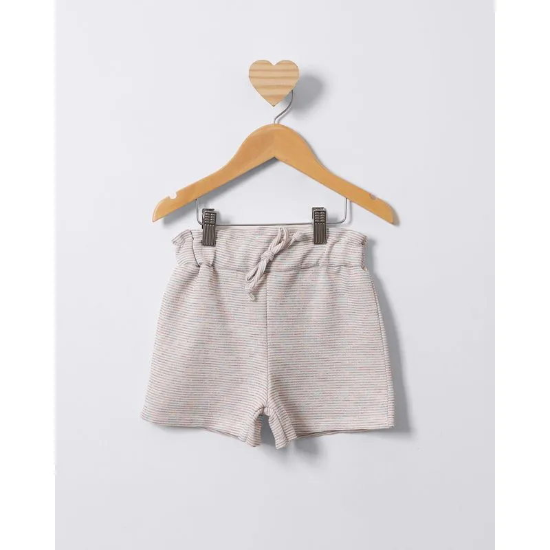 Short Bebê Curto Listras Fio Lurex Off White 1