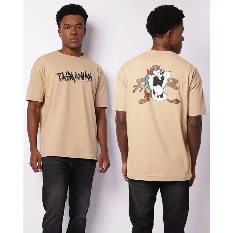 Camiseta Masculina Manga Curta Warner Taz Bege M