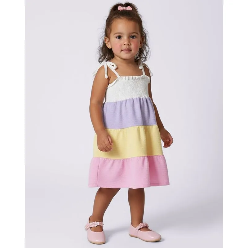 Vestido Bebê Curto Três Marias Texturizado Lastéx Off White 1