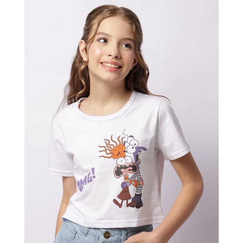 Camiseta Juvenil Cropped Disney Divertida-Mente Manga Curta Branca 10