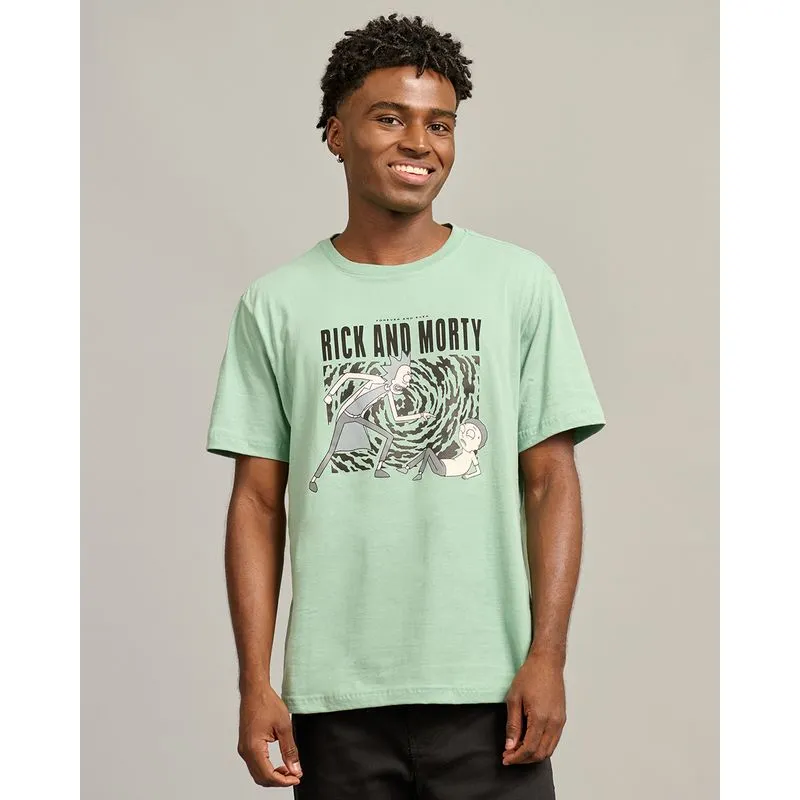 Camiseta Masculina Rick And Morty Manga Curta Verde M