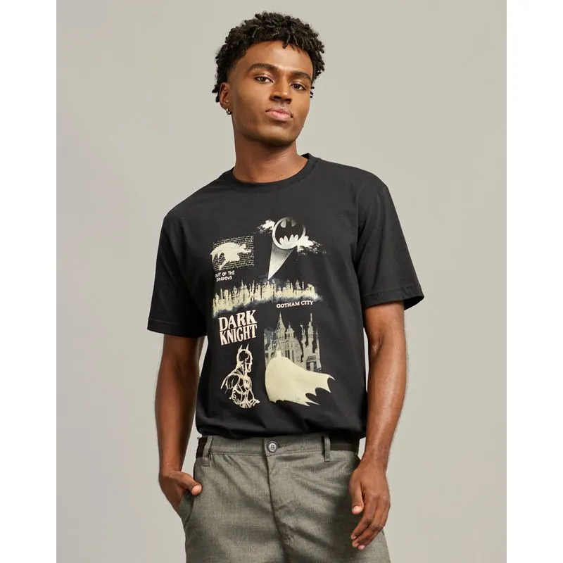 Camiseta Masculina DC Comics Batman Manga Curta Preta M