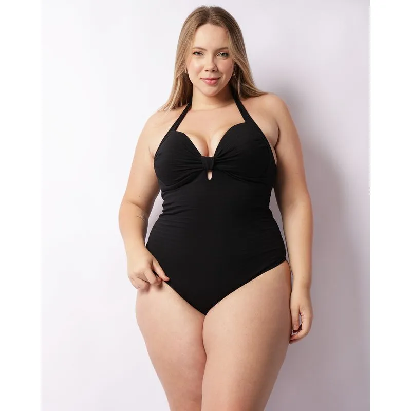 Maiô Plus Size Feminino Texturizado Com Bojo Preto 52