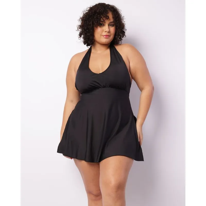 Maiô Plus Size Feminino Com Saia Preto 48