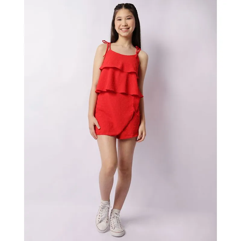 Short Saia Juvenil Curto Pipoquinha Vermelho 10