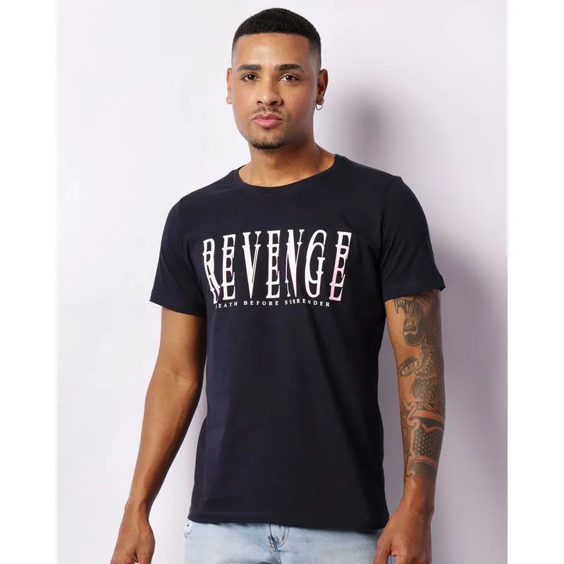 Camiseta Masculina Estampa Escrita Manga Curta Marinho M