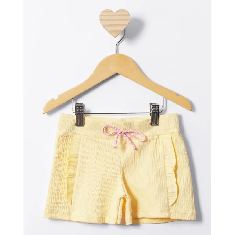 Short Bebê Curto Texturizado Com Babados Amarelo 3