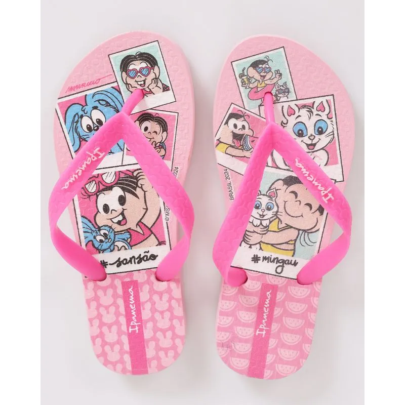 Chinelo Ipanema Infantil Estampa Turma Da Mônica Rosa 23/24