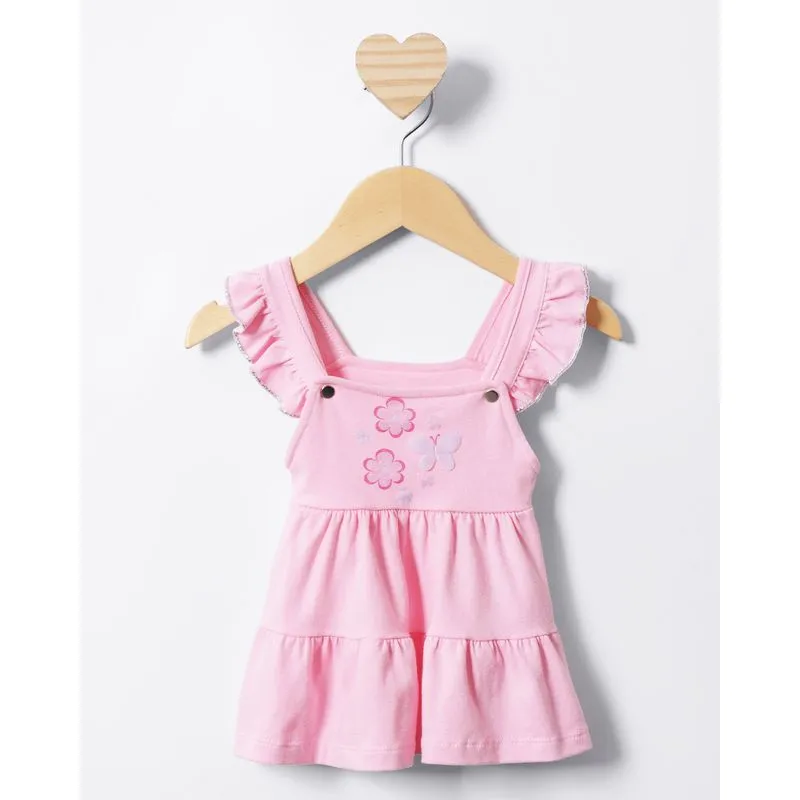 Vestido Bebê Curto Estampa Flores Alças Com Babado Rosa M