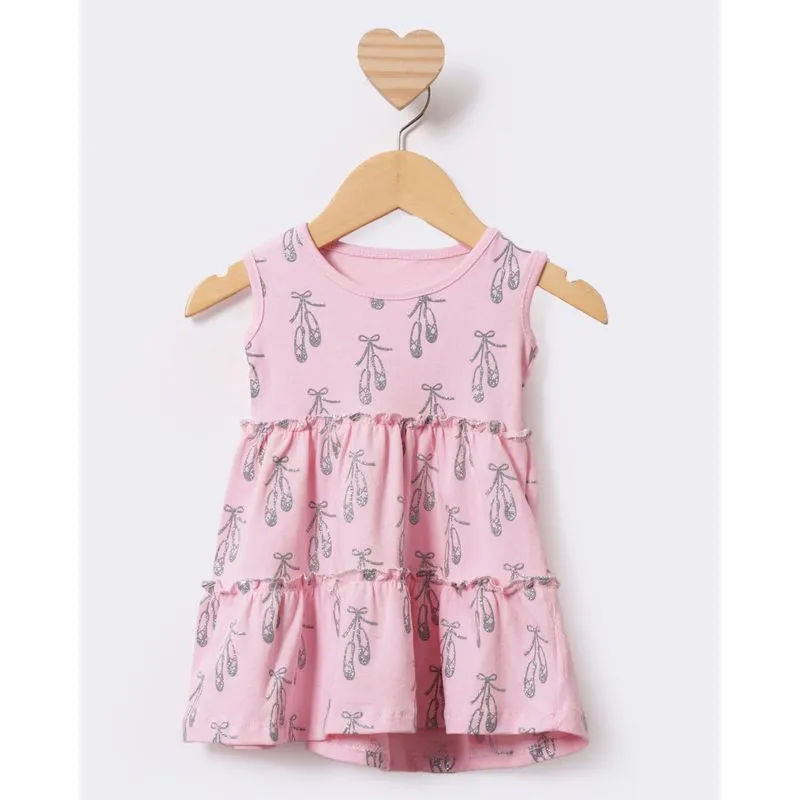 Vestido Bebê Três Marias Estampa Sapatilha Rosa P