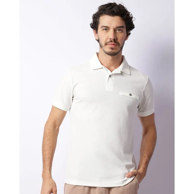 Camisa Polo Masculina Texturizada Manga Curta Off White GG