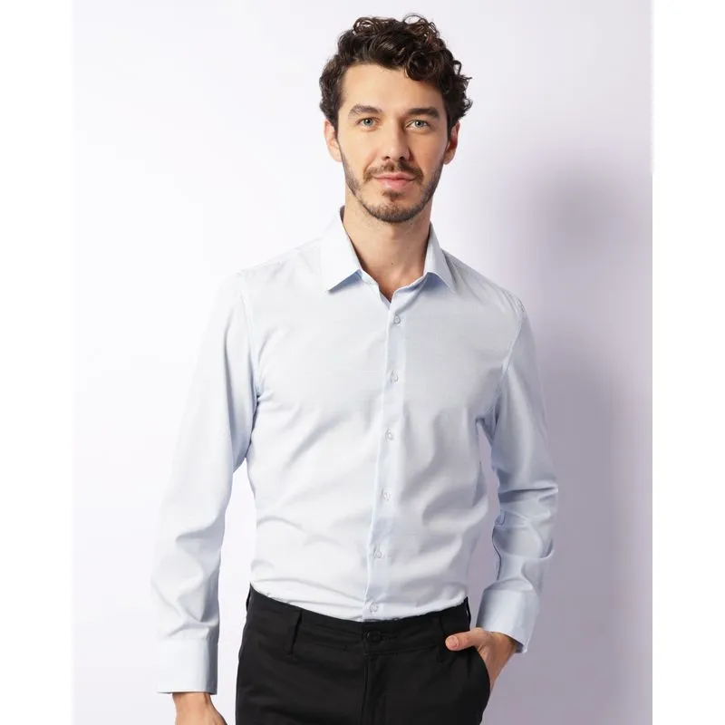 Camisa Masculina Social Manga Longa Azul 3