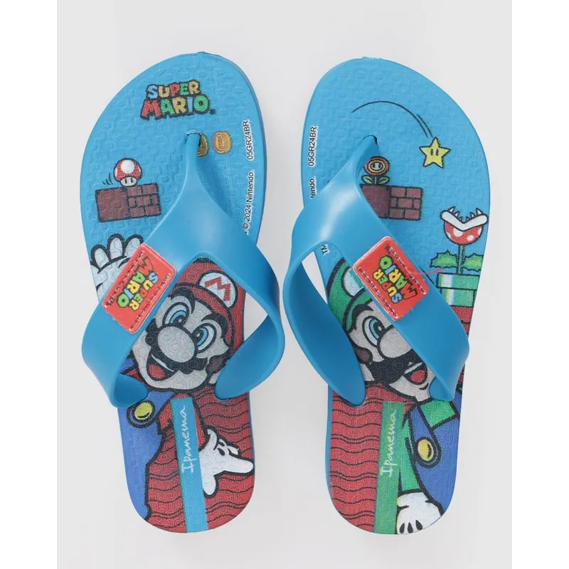 Chinelo Ipanema Infantil Estampa Super Mario Azul 35