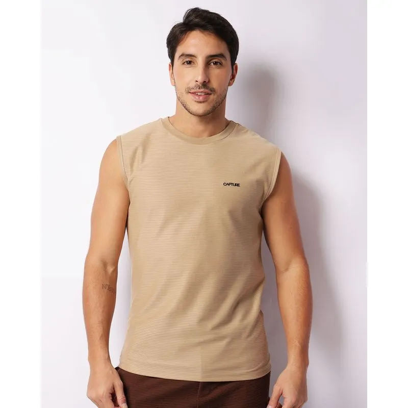 Regata Masculina Com Aplicação Bege GG