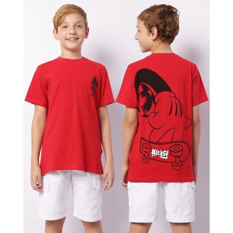 Camiseta Juvenil Manga Curta Disney Mickey Mouse Vermelha 10