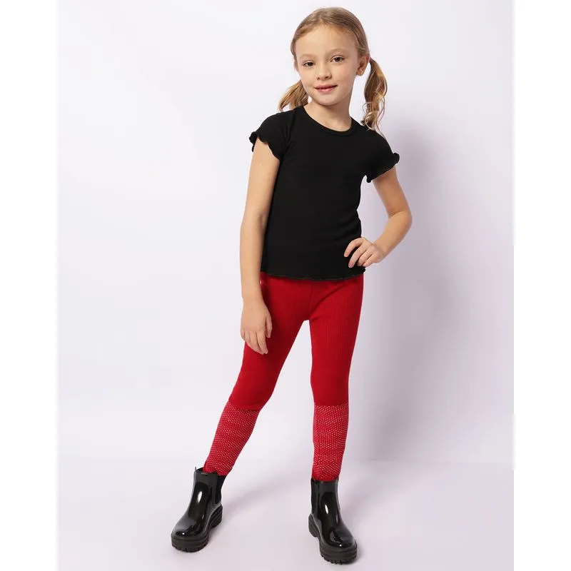Calça Legging Infantil Tricô Estampa Sortida Vermelha 8