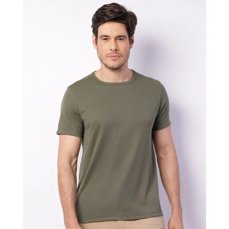 Camiseta Masculina Manga Curta Canelada Verde GG