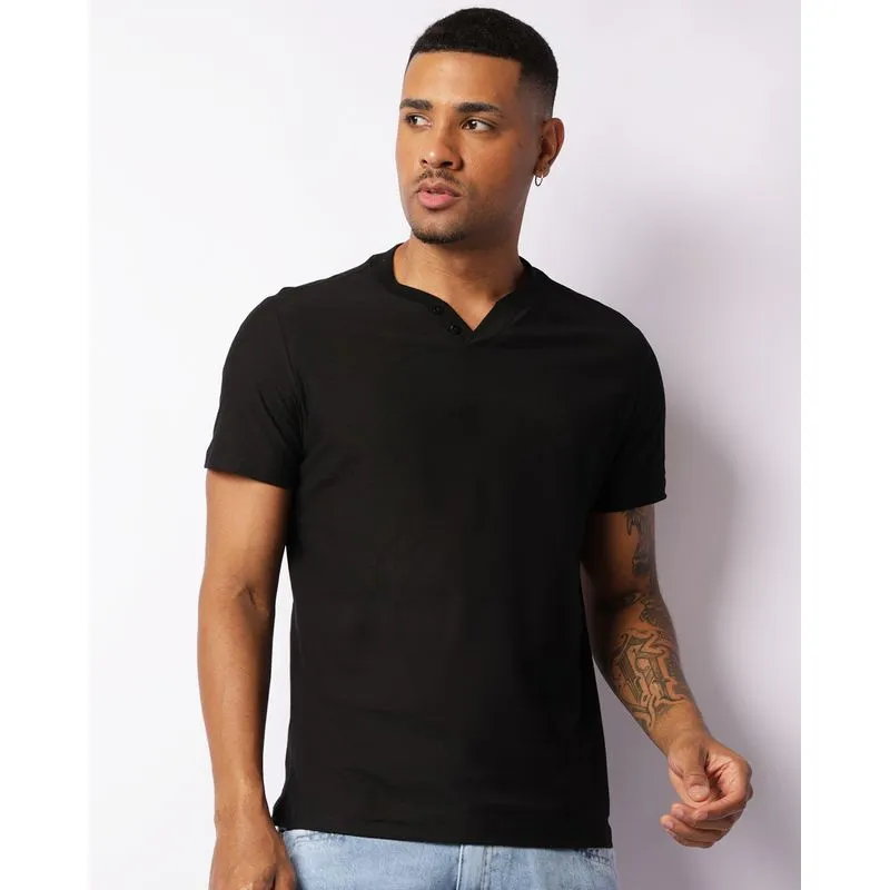 Camiseta Masculina Flame Gola V Manga Curta Preta G