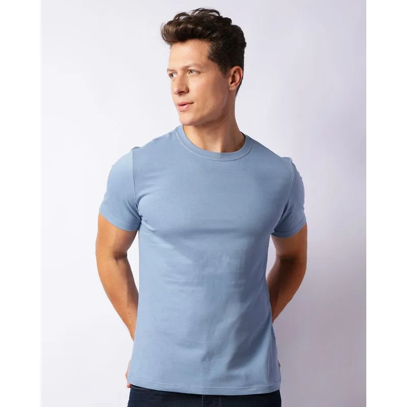 Camiseta Masculina Básica Manga Curta Azul G