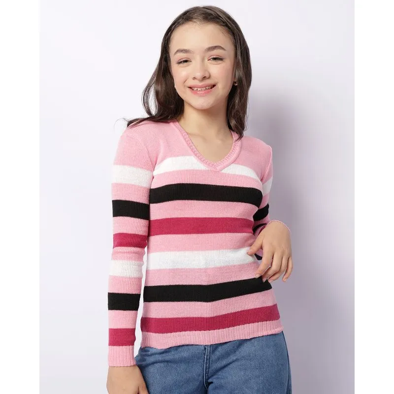 Blusa Juvenil Manga Longa Tricô Estampa Sortida Rosa 12
