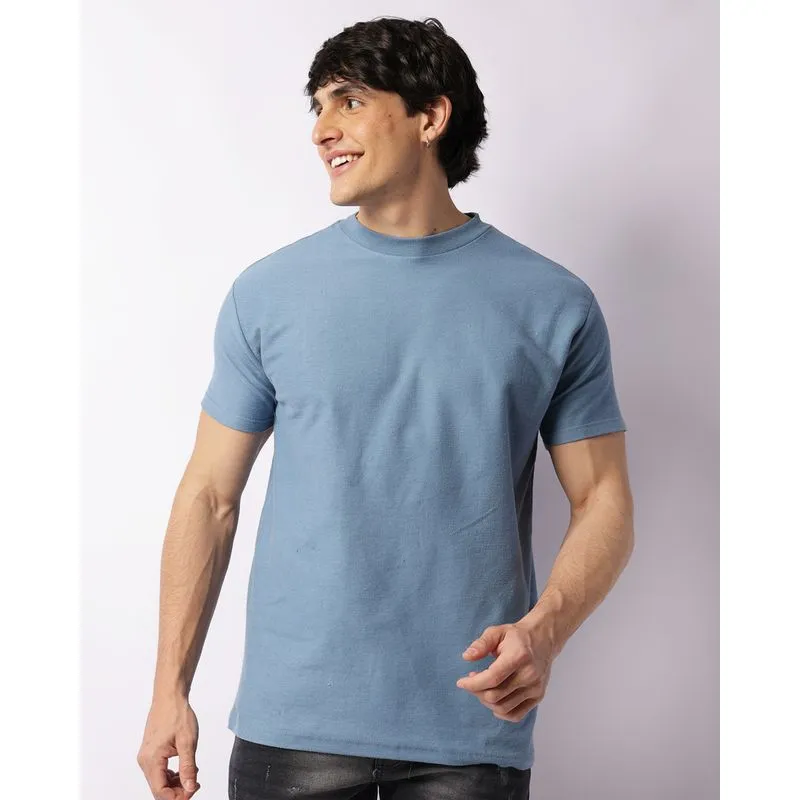 Camiseta Masculina Manga Curta Felpa Azul GG
