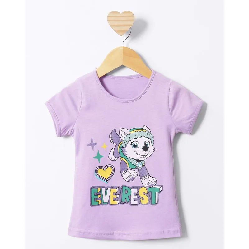 Camiseta Bebê Manga Curta Patrulha Canina Everest Lilás 1