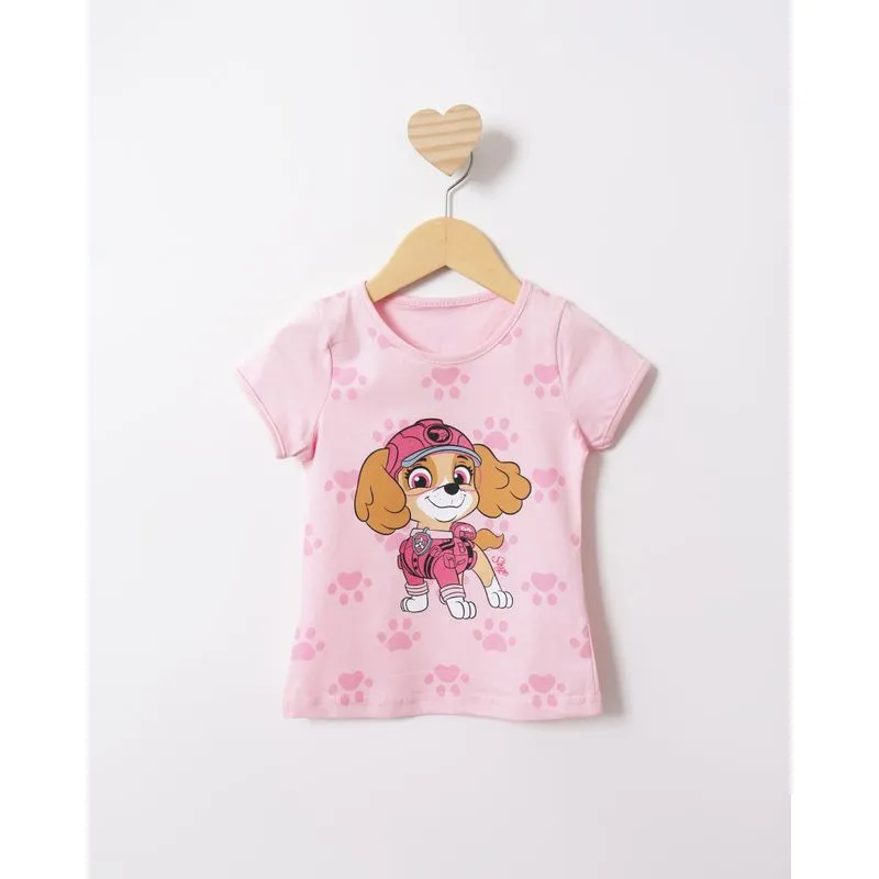 Camiseta Bebê Manga Curta Nickelodeon Patrulha Canina Rosa 2