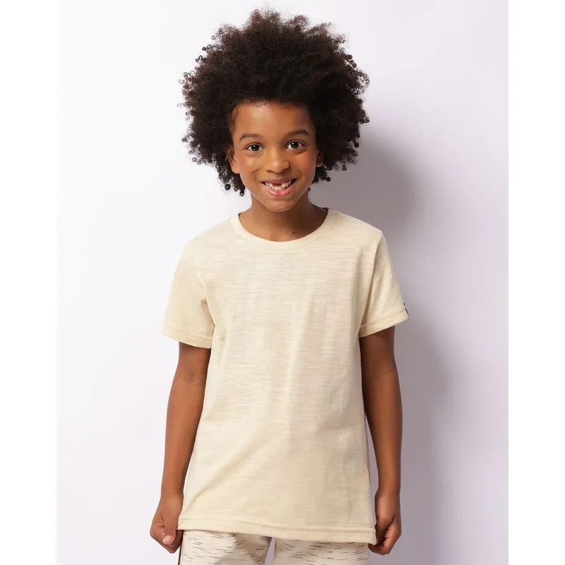 Camiseta Juvenil Flamê Básica Manga Curta Bege 6