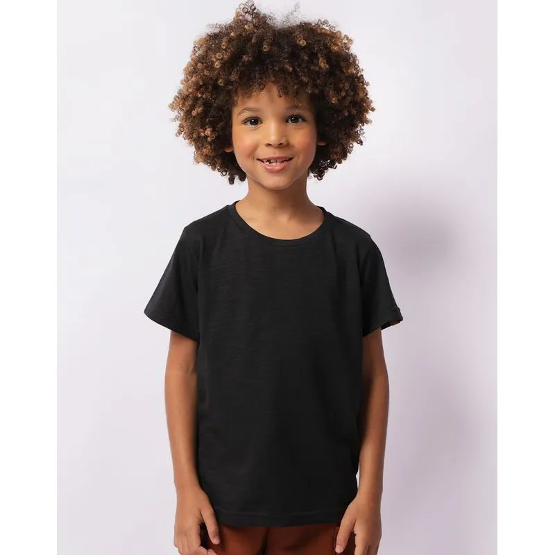 Camiseta Infantil Manga Curta Lisa Preta 4