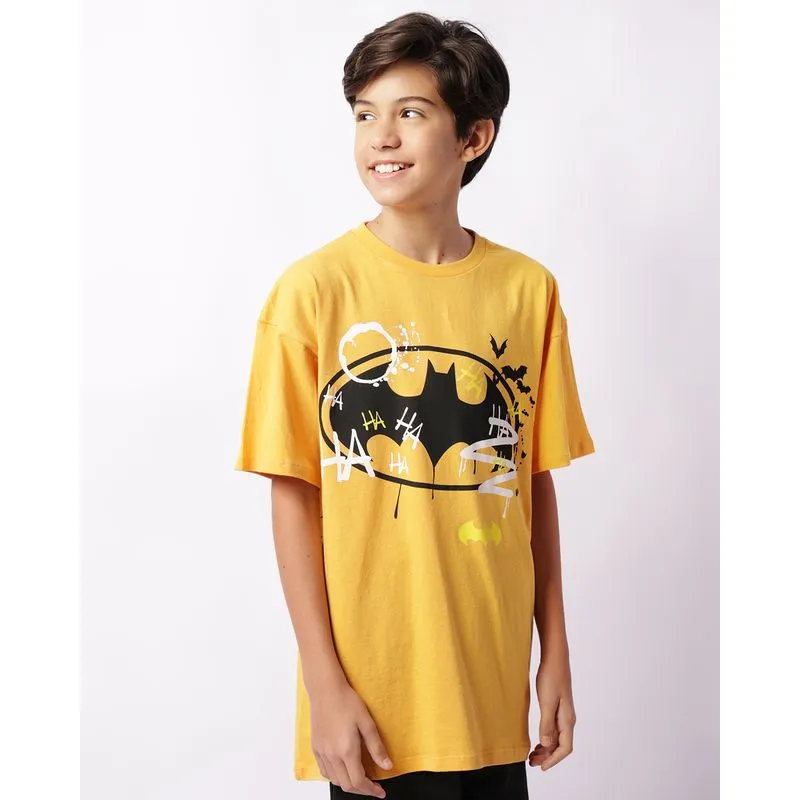 Camiseta Juvenil Manga Curta DC Comics Batman Mostarda 14