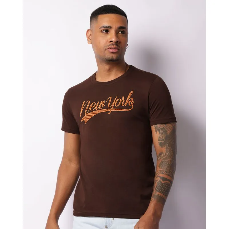 Camiseta Masculina Estampa New York Neon Marrom M