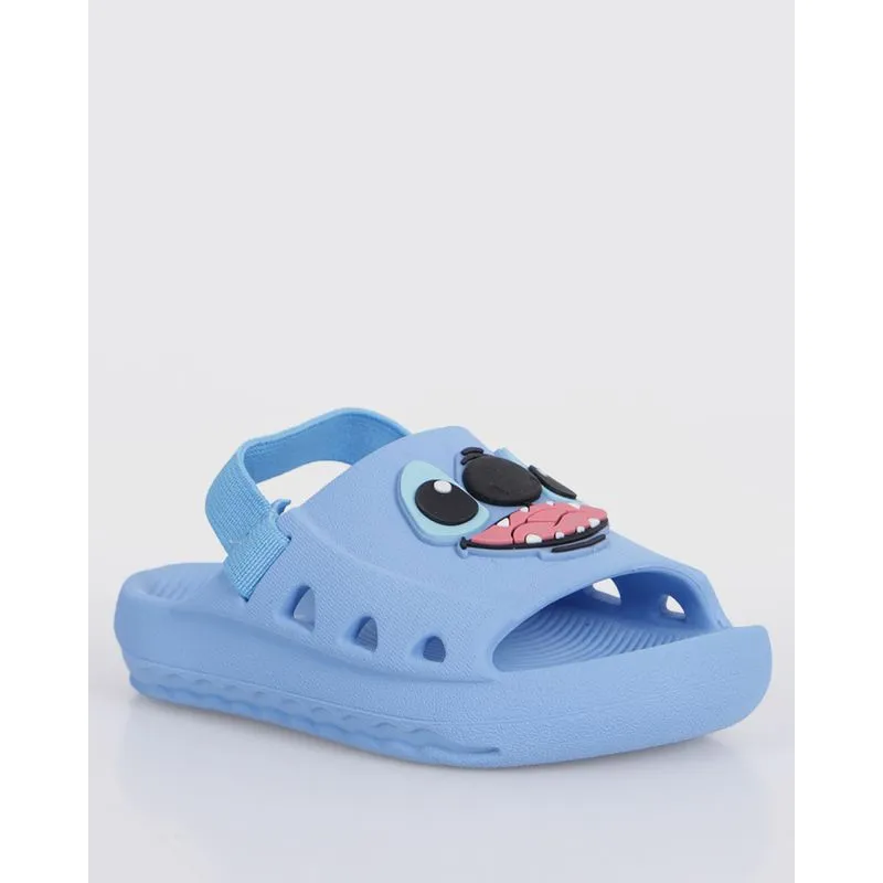Chinelo Bebê Slide Com Elastico Aplicação Stitch Azul 23/24