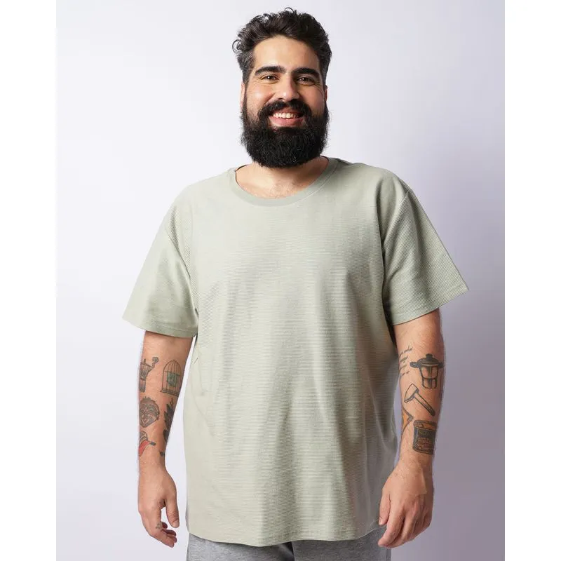 Camiseta Plus Size Masculina Manga Curta Texturizada Verde G1