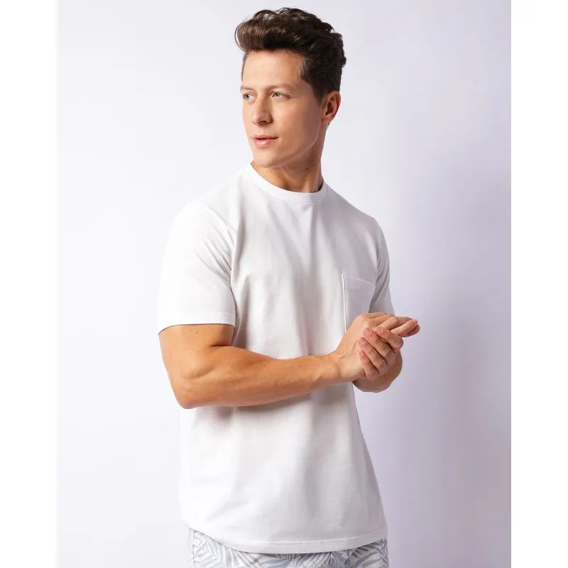 Camiseta Masculina Manga Curta Texturizada Com Bolso Branca P