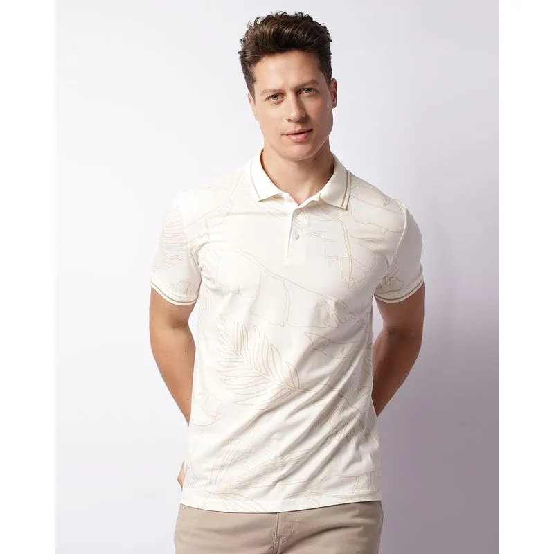 Camisa Polo Masculina Estampada Manga Curta Off White M