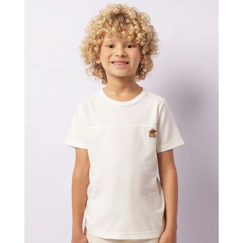 Camiseta Infantil Texturizada Com Recortes Manga Curta Off White 8