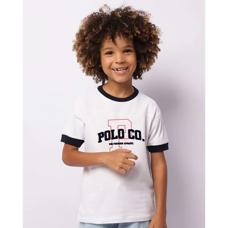 Camiseta Infantil Com Recortes Estampa Polo Manga Curta Branca 4