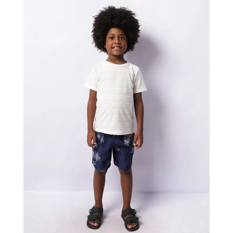 Bermuda Infantil Reta Estampada Coqueiros Marinho 8