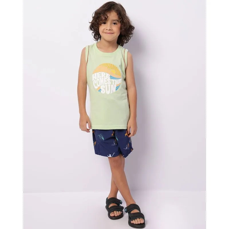 Bermuda Infantil Reta Estampa Tropical Marinho 6