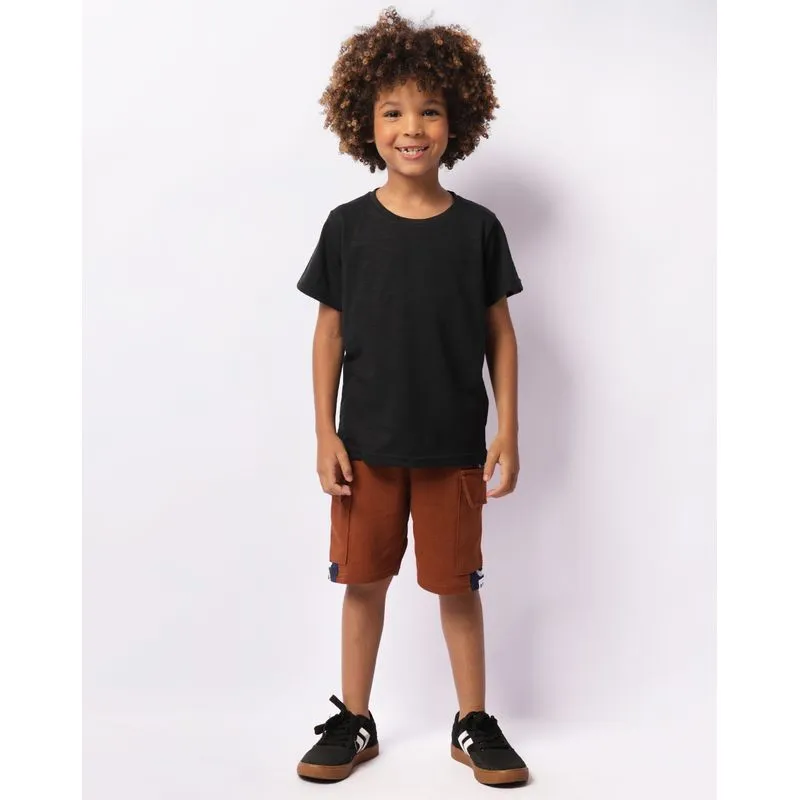 Bermuda Infantil Moletinho Cargo Com Recortes Marrom 6