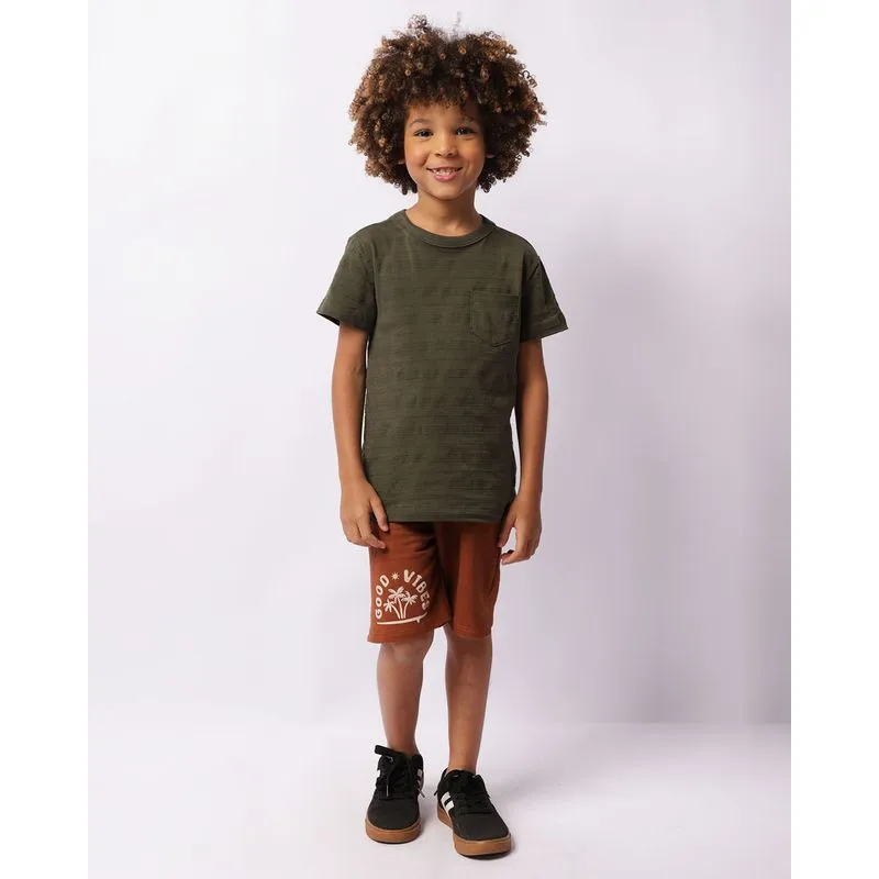Bermuda Infantil Reta Moletinho Estampa Frontal Marrom 8